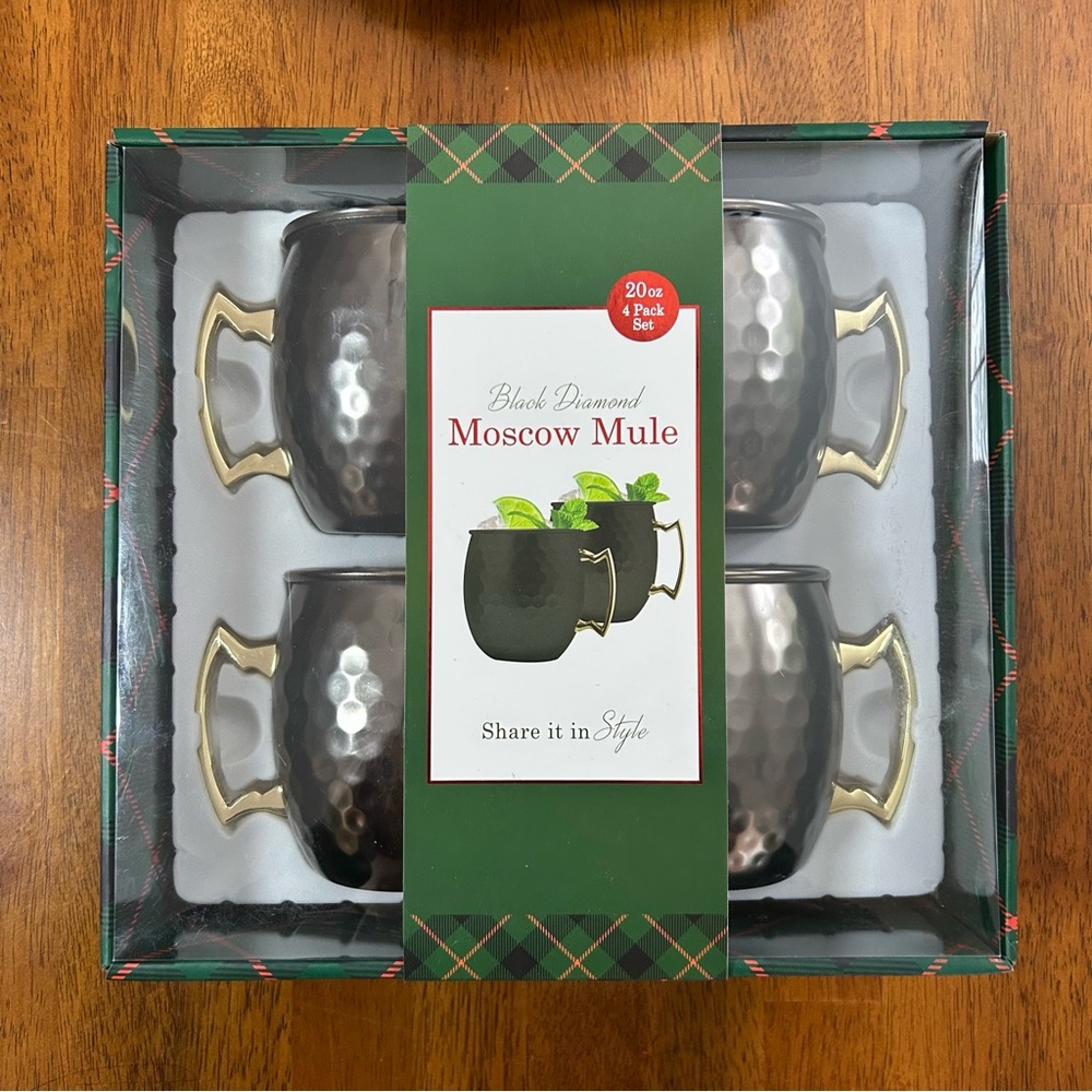 Black Diamond Moscow Mule 4-Piece Gift Set Hammered Mugs - Picture 7 of 14